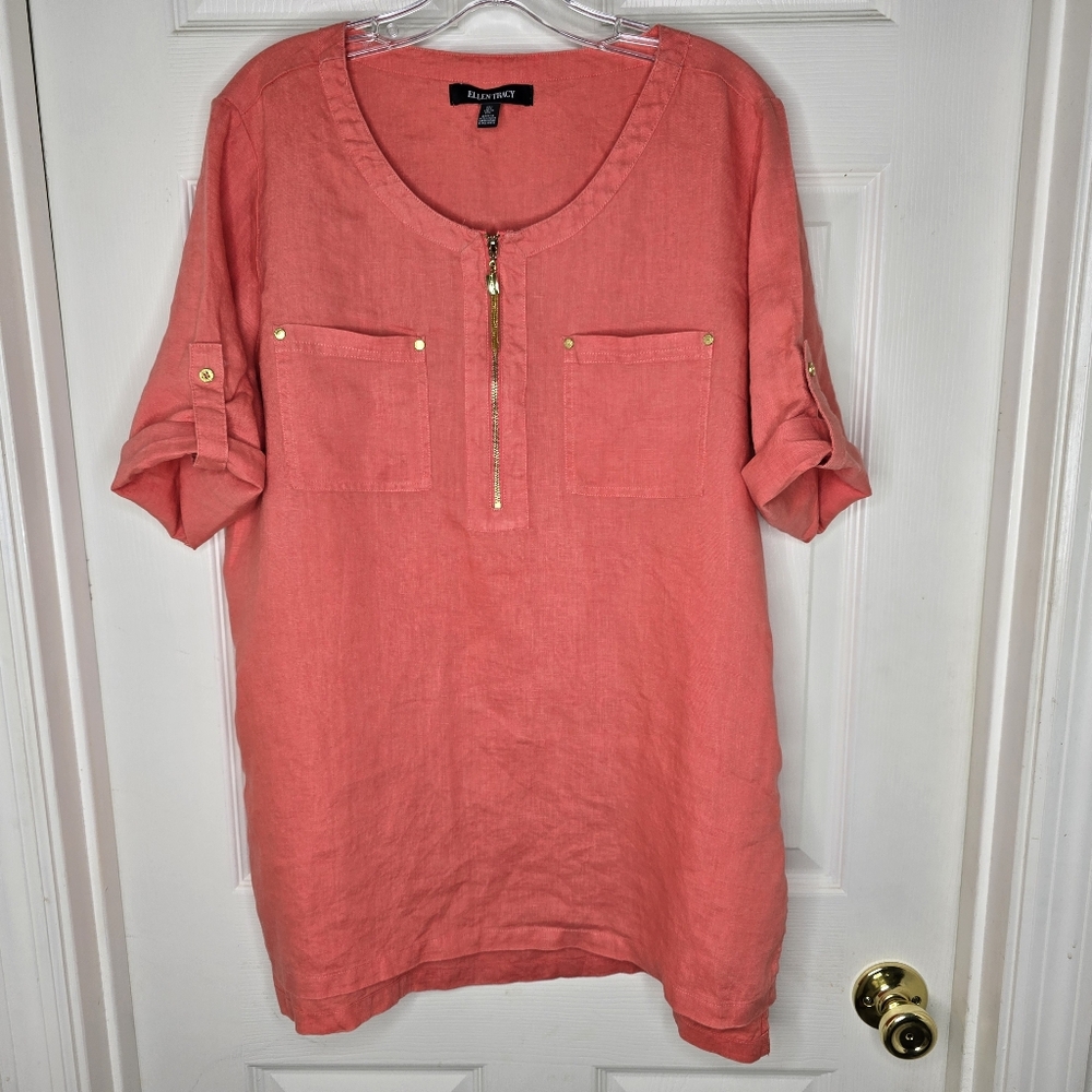 Ellen Tracy Coral Tunic Top